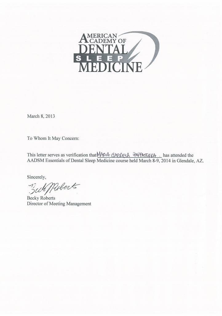 diploma academia dental de sueño